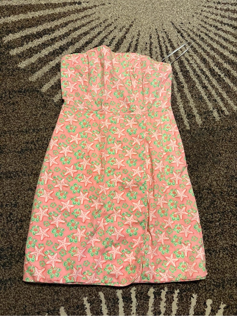 Vineyard Vines Pink Dress with Green Floral & Star Print